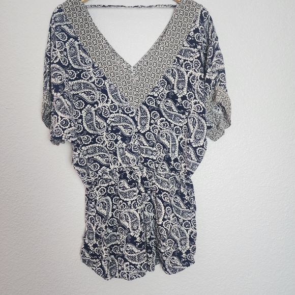 En Creme Anthropologie Blue Boho Paisley Print Swim Women's Cover-Up Size M - Picture 3 of 8